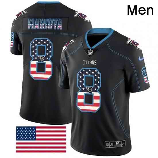 Mens Nike Tennessee Titans 8 Marcus Mariota Limited Black Rush USA Flag NFL Jersey